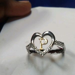 P Initial Silver Ring