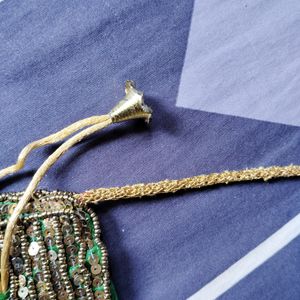 Green Embroidery Designed Handbag