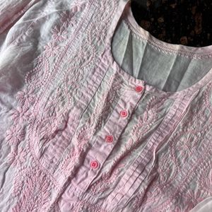 Baby pink chikankari kurta