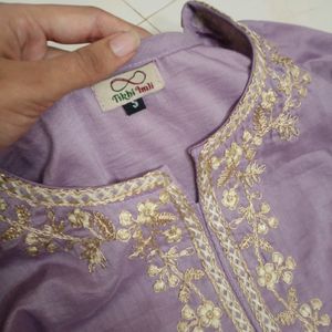 Tikhi Imli Lavender Yoke Design Kurta