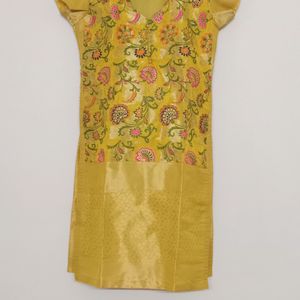 Bright Floral Silk Kurti