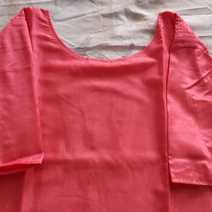 Pink Shiny Cotton Stright Kurta