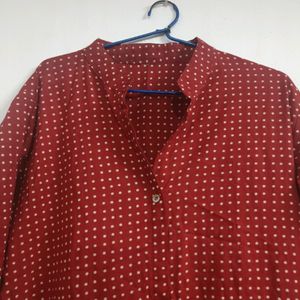 Brown Polka Dot Cotton Kurta