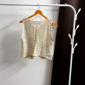 New Beige Crochet Vest Top