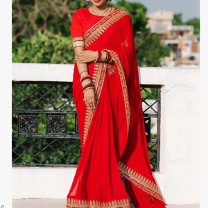 Designer Red Saree