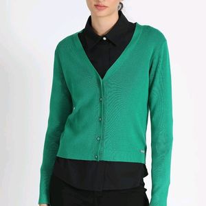 V Neck Woolen Fleece Cardigan