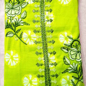 Pure Cotton Neck Embroidered Suit Length