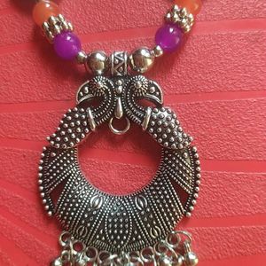 Oxidised Necklace Kodi Set With Earnings