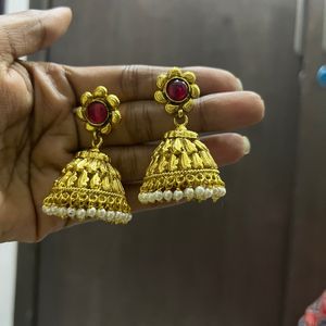 Stunning Golden Jhumkas with Intricate Detailing