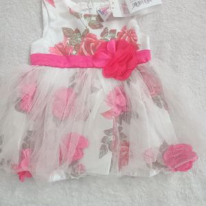 White Floral Frock 6-12 Months