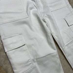 White Wide Leg Cargo