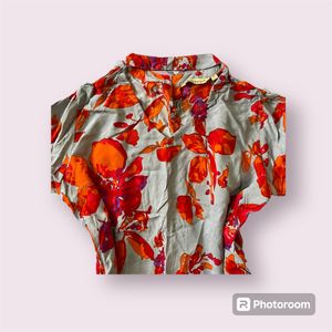 Floral Printed With Unique Neckline Design