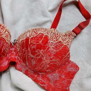 Red Lace Push Bra