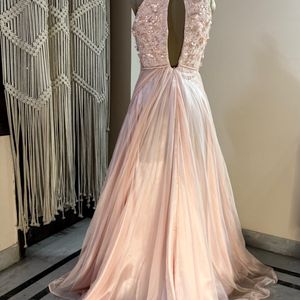 Peach Floral Embellished Gown