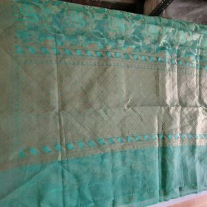 Light Sea Green Floral Print Saree (Women's)