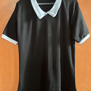 Fitted Collared Tshirt Black