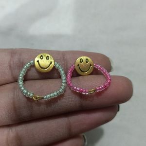 Smiley Rings With Glass Beads