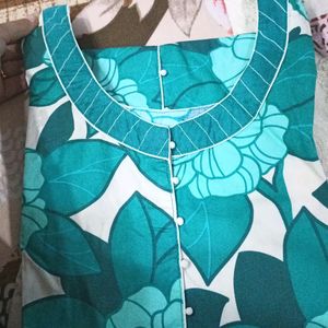 Blue Printed Flower Kurti