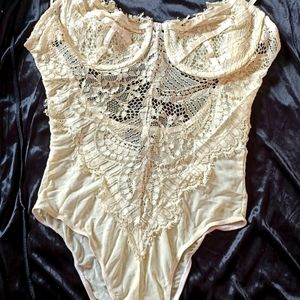 Lacey Corset Bodysuit (Backless)