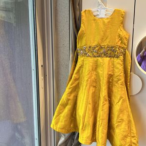 Yellow @ Navy Blue Ethnic Gown