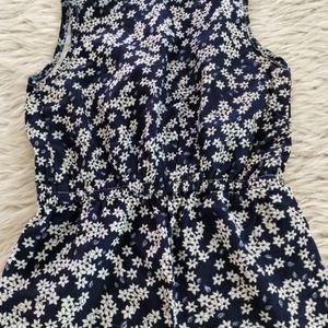 Navy Blue Printed Dress (Girls)