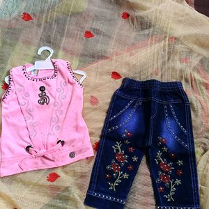 Baby Girl Jeans And Tshirt For 2-4years Old