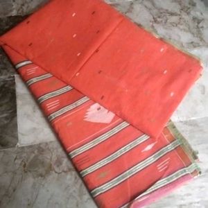 NEW thread work Orange golden saree with fall