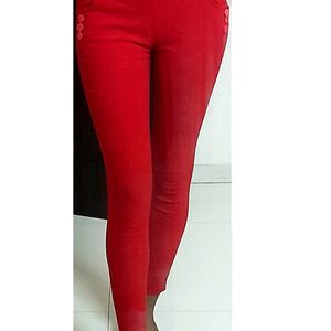 Red Jeggings With Pockets Pricedropped