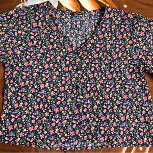 Floral Print Shirt Style Top