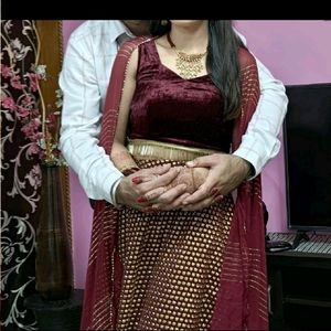 Velvet Lehnga With Dupatta & Blouse