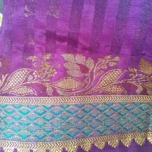 Very Beautiful Blue Purple Combination Saree