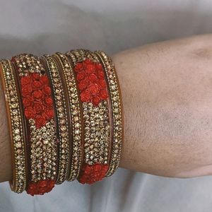 Rose Bangles With Free Bands