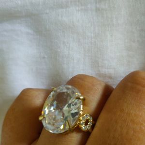 Big Size White Crystal Stone Ring