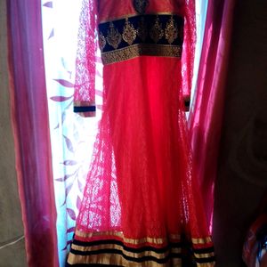 Heavy Border Net Anarkali Gown With Dupatta