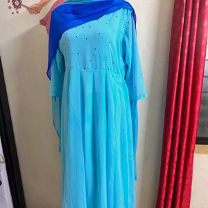 Blue Gown with dupatta