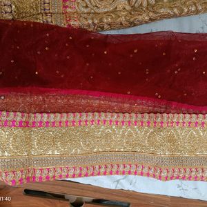 Golden Pink Red Lehenga