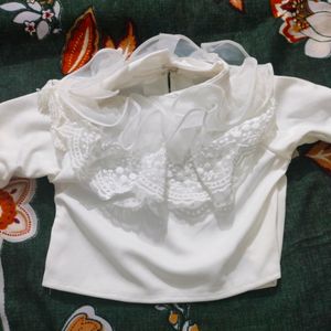 White Cute Top For Kids