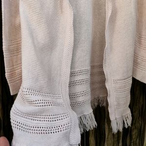 Old Navy Pale Peach and White Crocheted Shrug ❤