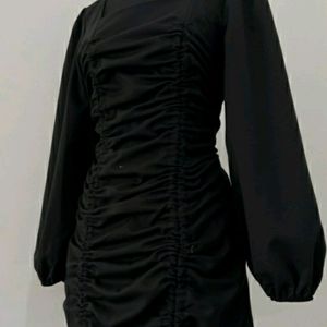 LBD Black Dress With Ruched Laces