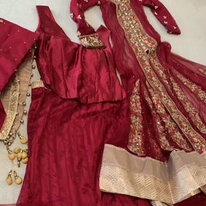 Maroon Designer Arabic Lehenga No Flaws