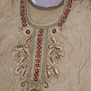 Golden And Maroon Plazo Suit With Dupatta