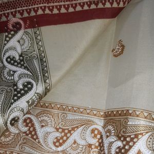 New Cream Silk Saree