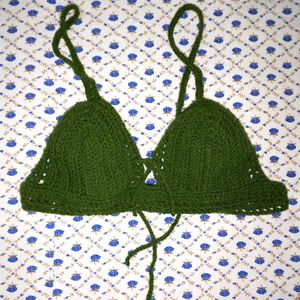 Crochet Bra Top_ Olive Green