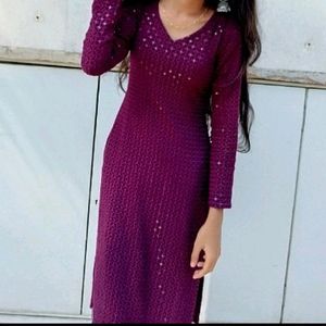 Vine Colour Shimari Kurti With Beautiful Backless