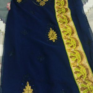 Women Embroidered 2 Shade Saree