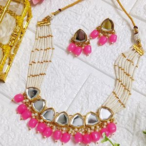 Baby Pink Kundan Choker Set