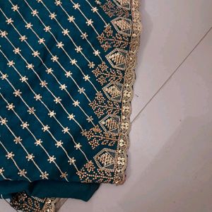 Stone Work Sequence Saree With Blouse Peace