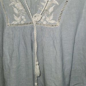 ZARA EMBROIDERED LIGHT BLUE TUNIC DRESS