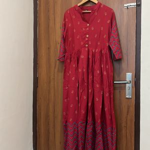 Red Anarkali Kurta For Women