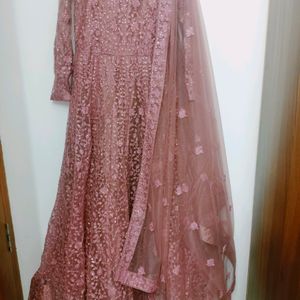 Elegant Rose Gold Anarkali Gown